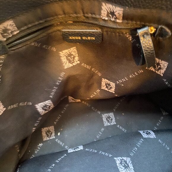Anne Klein Black Faux Leather Tote with Gold Accents and Charms - Picture 5 of 10